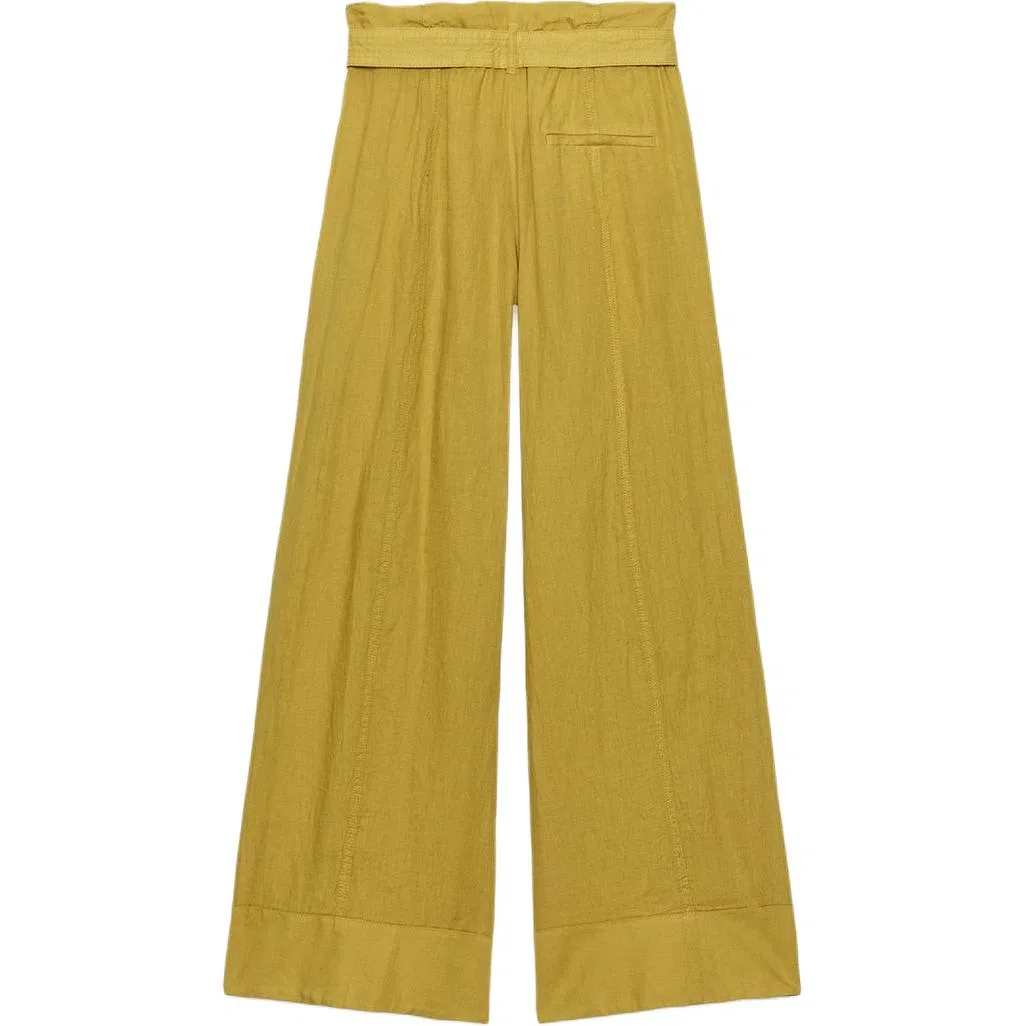 Женские повседневные брюки свободного кроя с широкими штанинами Mustard ZARA, Горчичный — фото 3