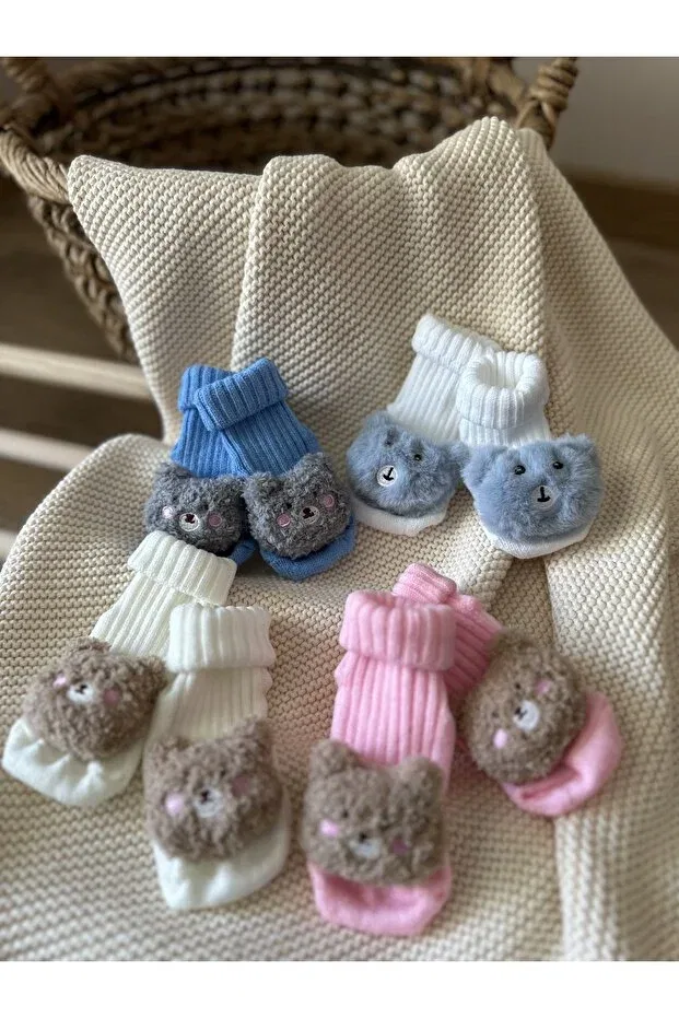 Детские носки с принтом Fun baby socks with plush 3d toys Myluni, Blue