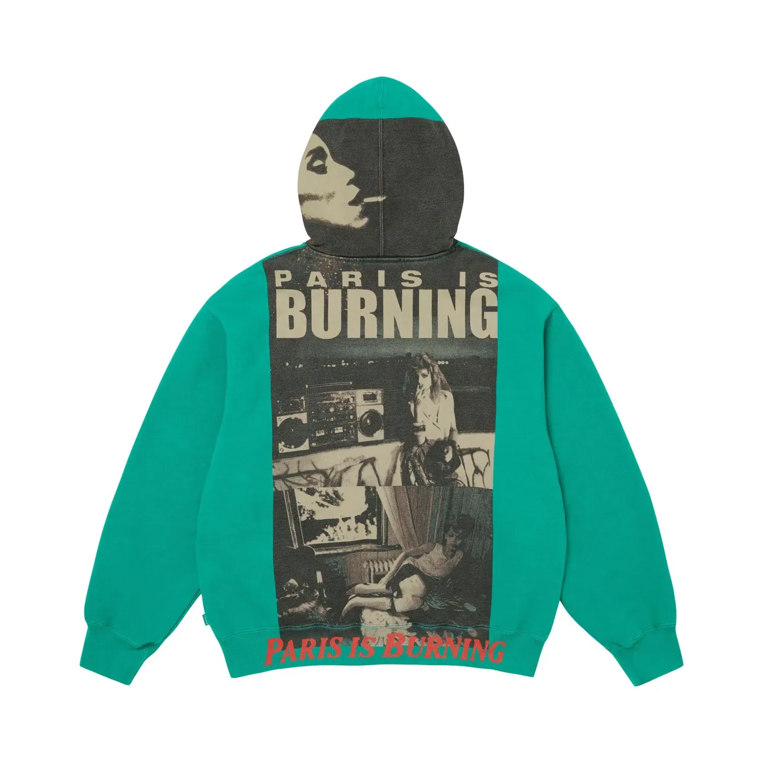Худи на молнии Supreme Paris Is Burning Zip Up Hooded Sweatshirt, бирюзовый — фото 2