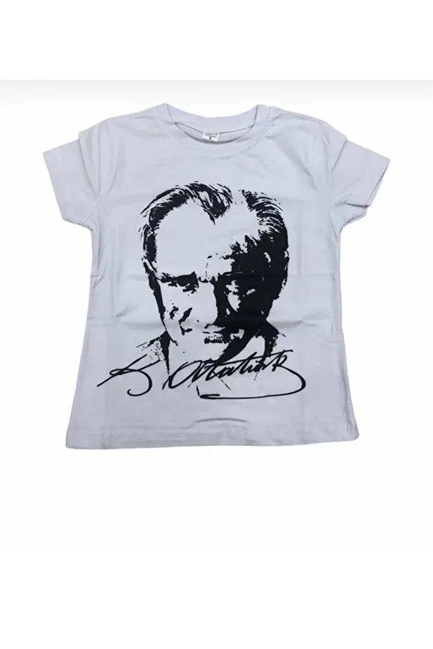 Детское для девочек футболка с принтом Ataturk Printed Short Sleeve Combed Cotton T-Shirt 23 April 29 October Performance Karamanstyle, Black