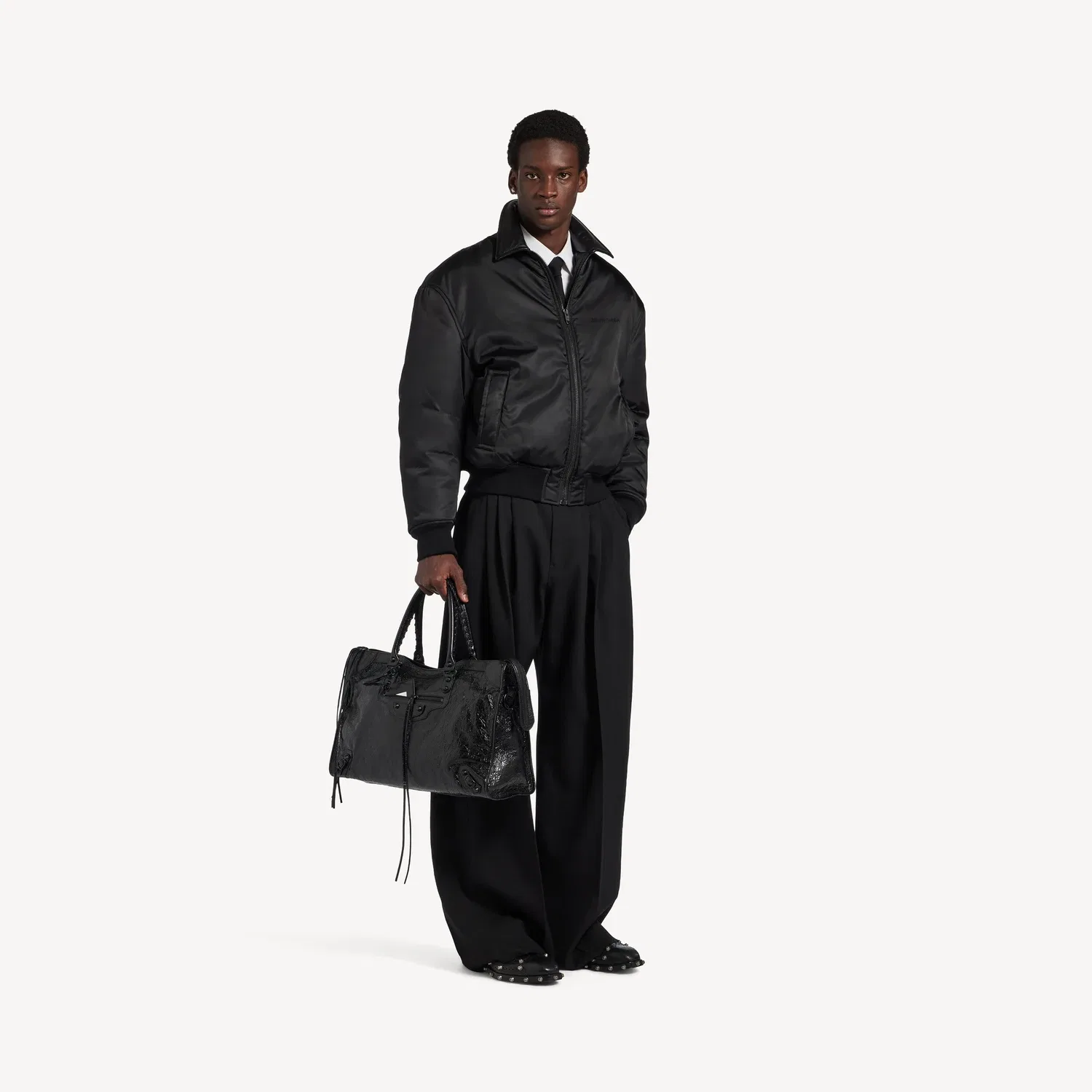 Мужской бомбер-кокон черного цвета Balenciaga, черный — фото 2