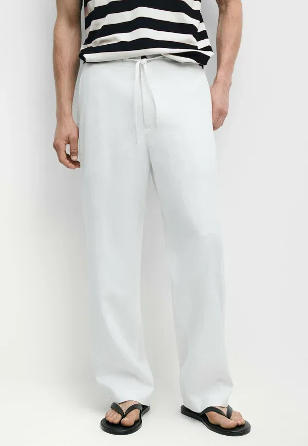 Брюки из льна Massimo Dutti, белый