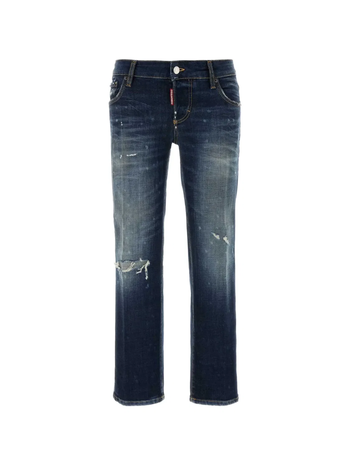 DSQUARED2 Джинсы прямого кроя с потертостями, синий