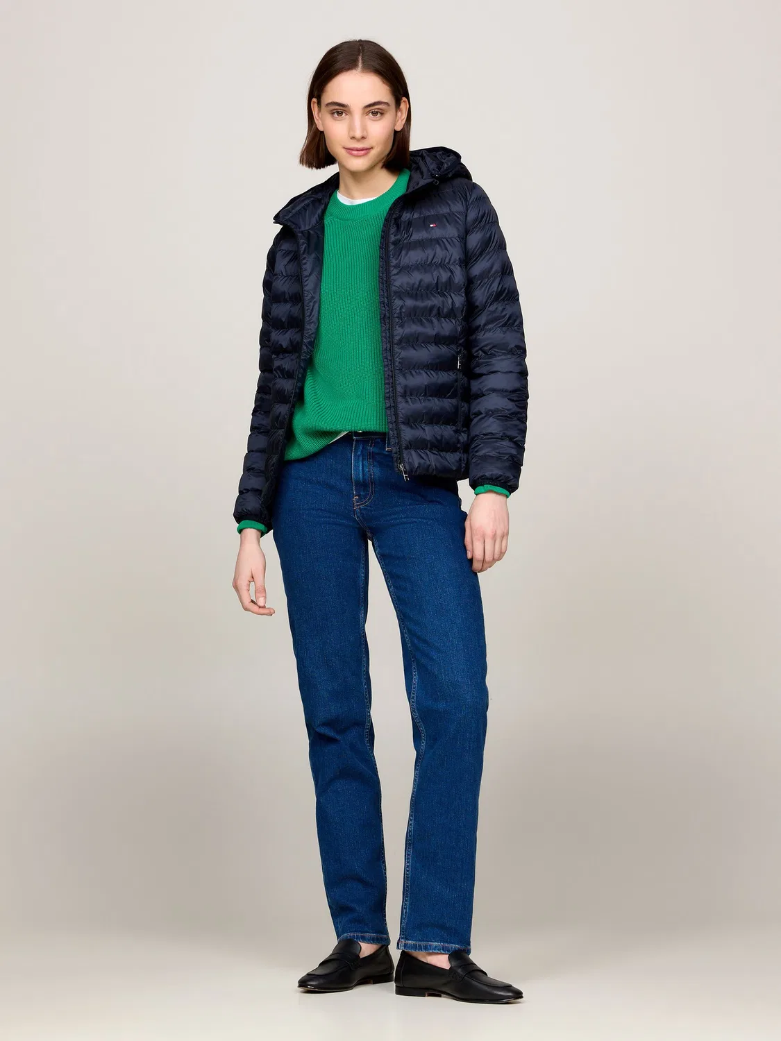 Куртка утепленная стеганая Tommy Hilfiger, темно-синяя — фото 2