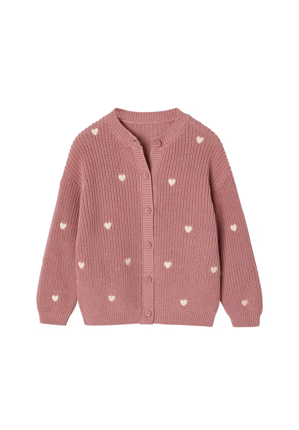 Mädchen strickjacke mit kleinenstickereien - кардиган Vertbaudet, Altrosa Herzen
