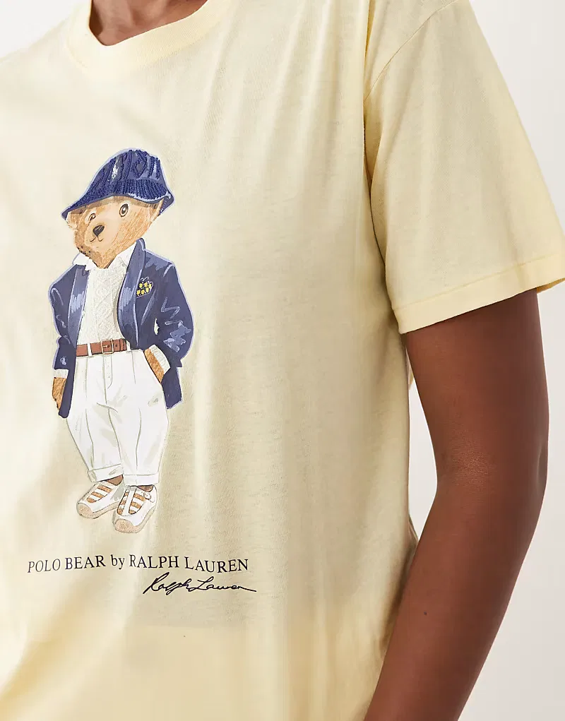 Футболка Polo Ralph Lauren Polo Bear прямого кроя желтого — фото 4