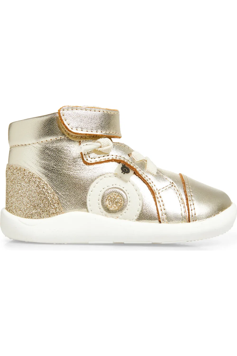 Кроссовки детские высокие на металлической коже Pushka Old Soles, Gold/Sporco/Glam Gold — фото 3