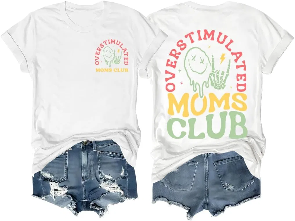 Футболка с принтом Overstimulated Moms Club, White