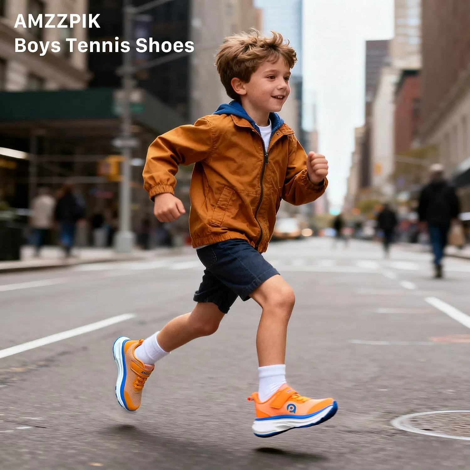 Детские кроссовки для мальчиков с ультра-мягкой подошвой AMZZPIK, Orange Boys Casual Sneakers — фото 2