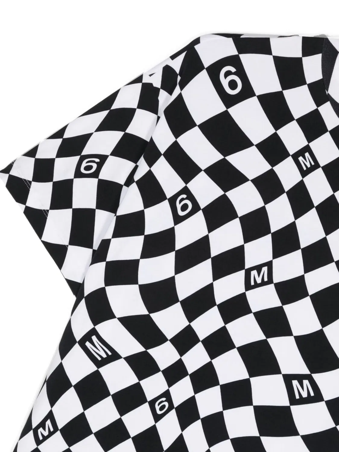 Футболка с искаженной клеткой MM6 Maison Margiela, черный — фото 2