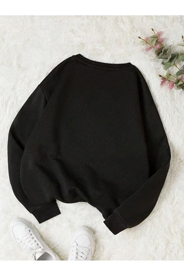 Детские свитшот для мальчиков с принтом Lace Ribbon Printed Sweetline, Black — фото 2