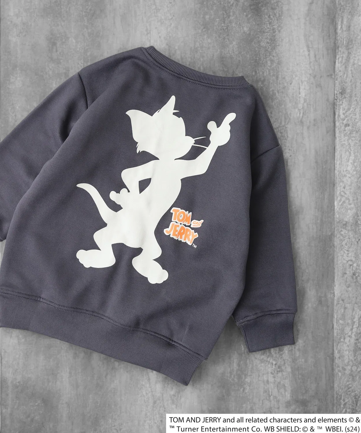 Детский свитшот с длинным рукавомс принтом TOM&JERRY, Charcoal