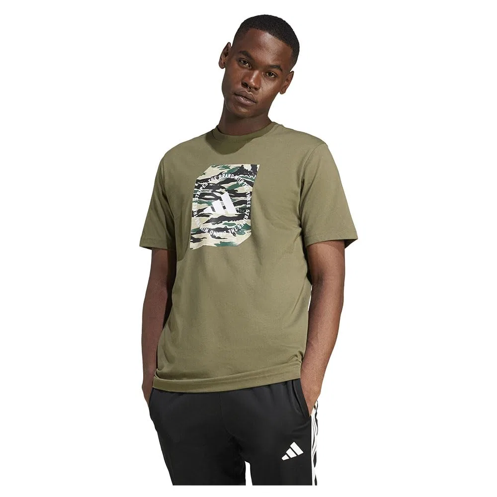 Мужская футболка с принтом Camo Shape Graphic adidas, Strata Olives — фото 3