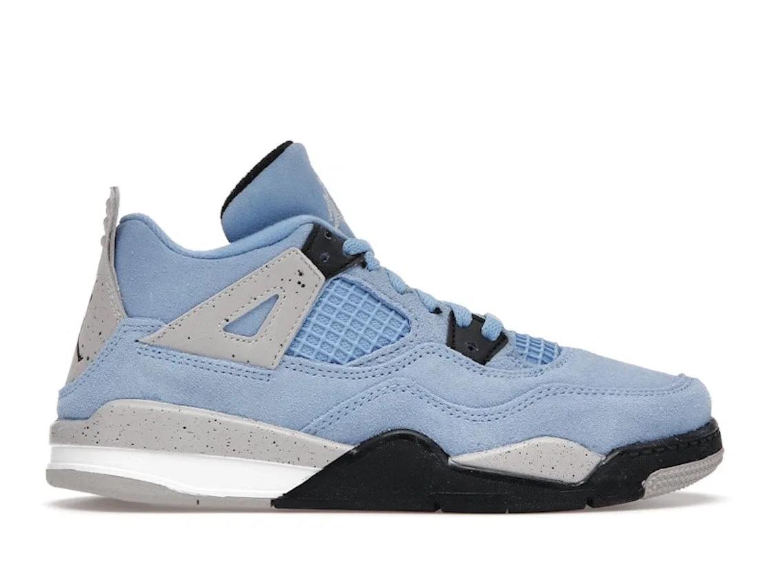 Детские кроссовки с кроссовком с принтом Jordan 4 Retro University Blue (PS) Jordan, University Blue/Tech Grey/White/Black
