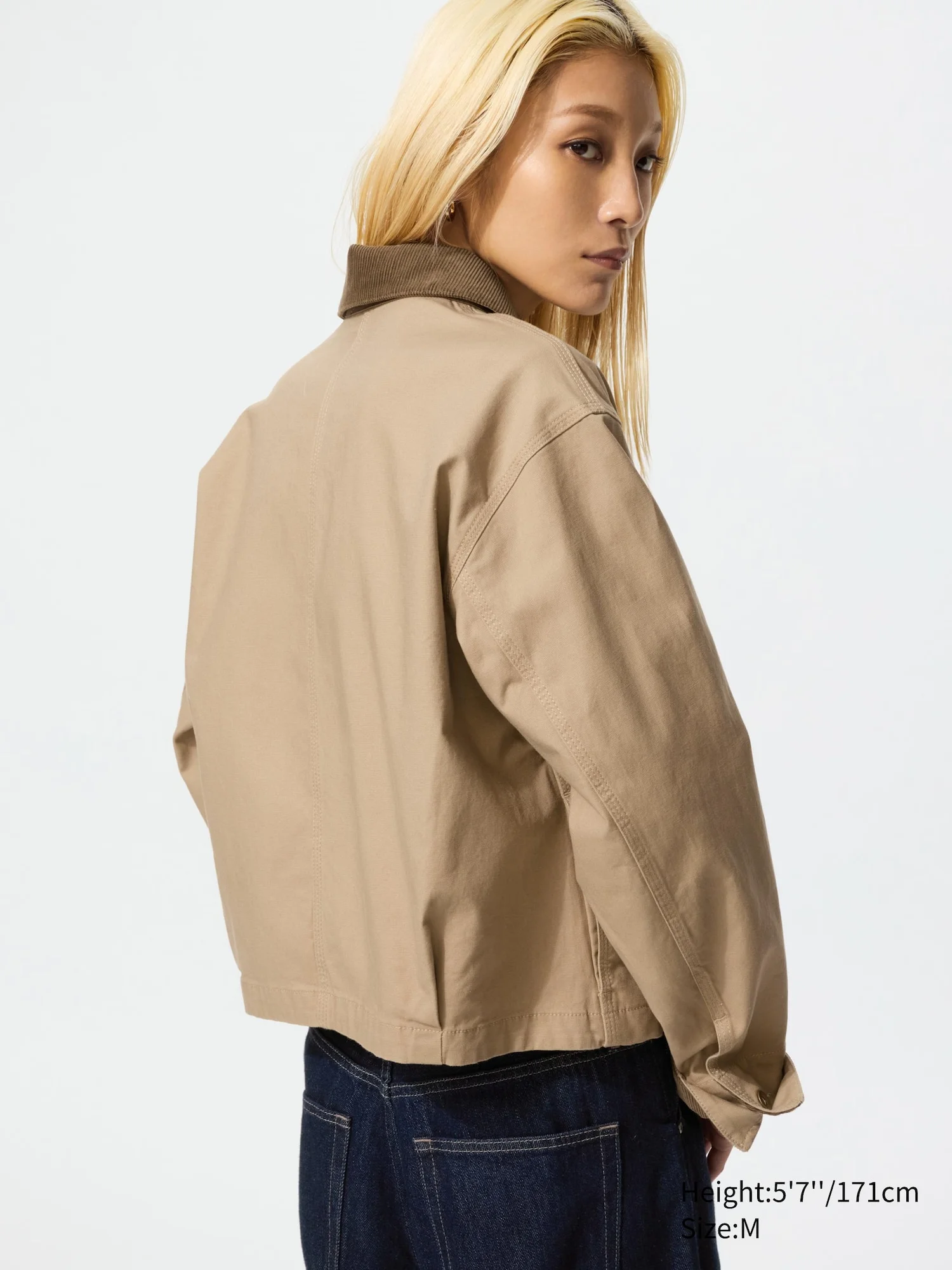 Женская куртка-рубашка Uniqlo, бежевая — фото 3