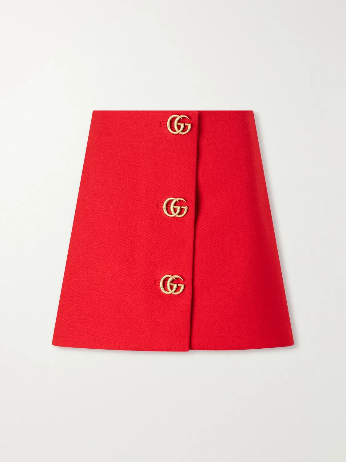 Мини-юбка из шерстяного крепа Gucci, красный