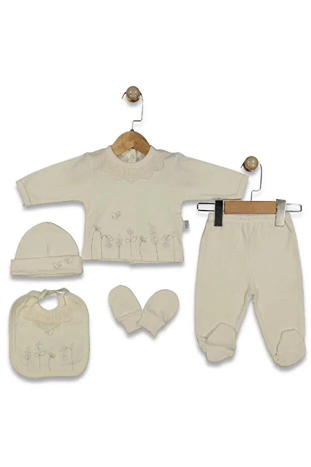 Детский комплект одежды для новорожденных девочек с вышивкой Eyelet embroidery piece floral motif Cherub Baby, Ecru