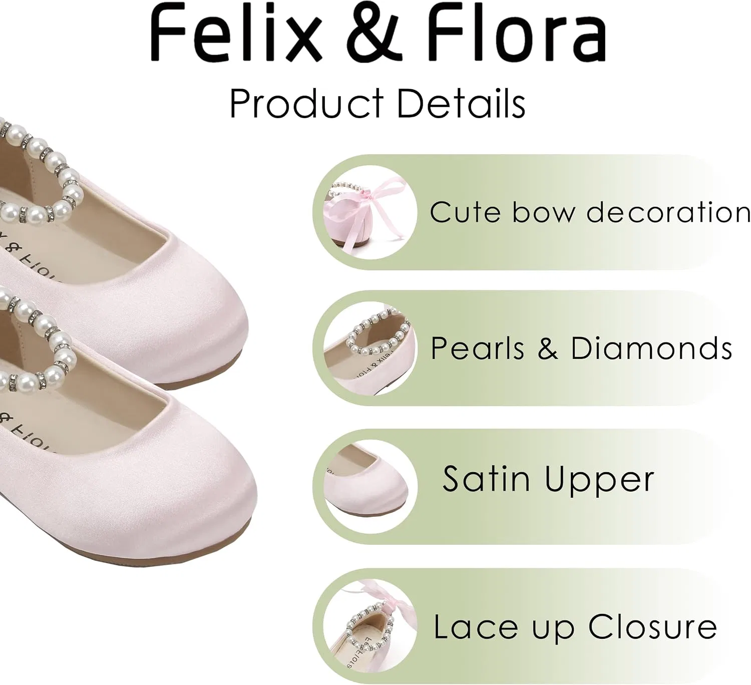 Детские балетки для девочек с цветочным принтом Felix & Flora, Light Pink — фото 4