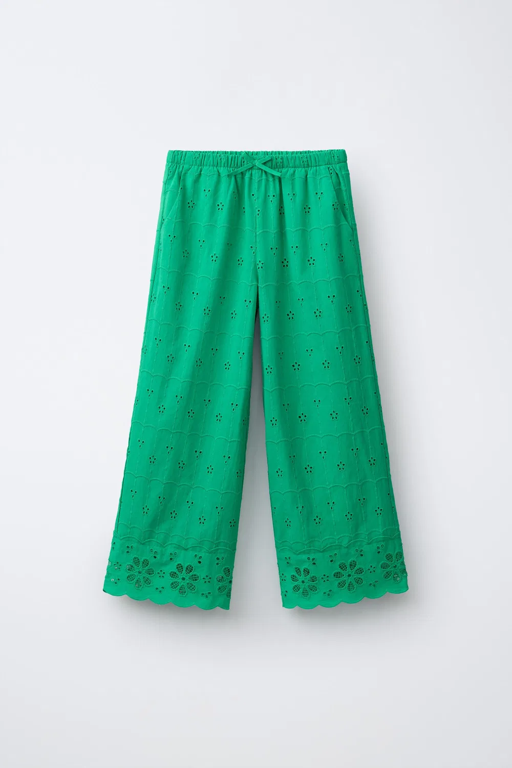 ШИРОКИЕ БРЮКИ ШИФФЛИ ZARA, Green
