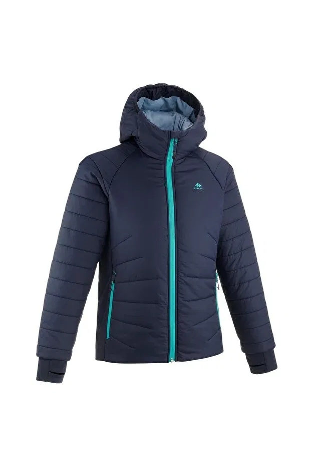 Детская куртка для девочек гибридная надувная Quechua, Dark Navy Blue/Cloud Gray Decathlon