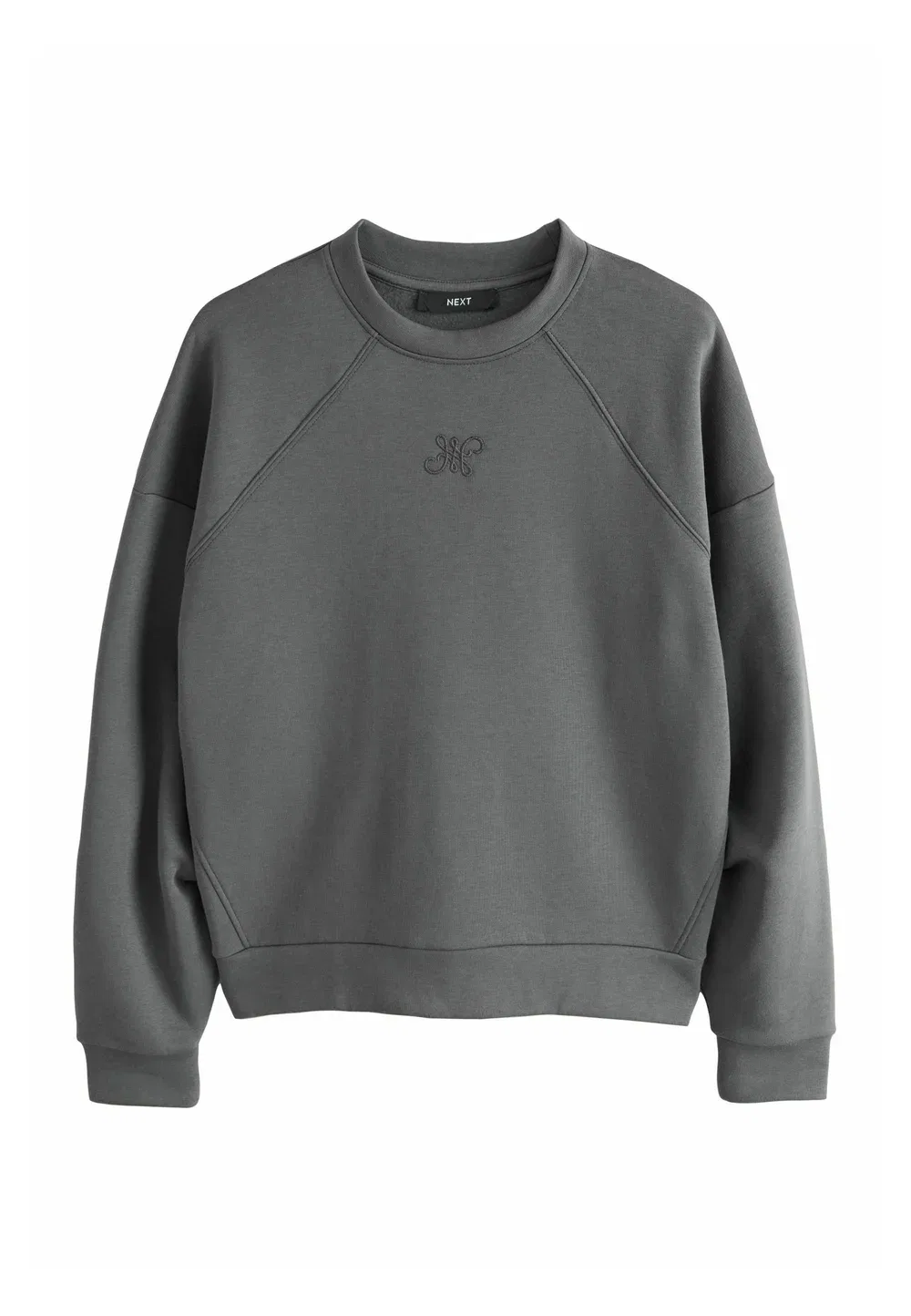 Толстовка с круглым вырезом и логотипом, стандартного кроя Next, Charcoal Grey