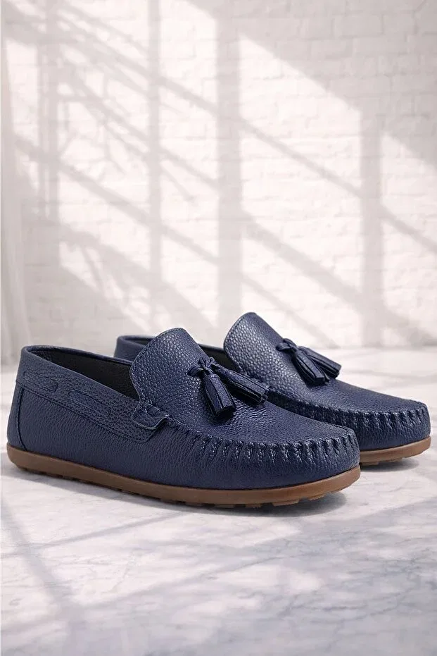 Детские мокасины для мальчиков с принтом Rakerplus, Navy Blue