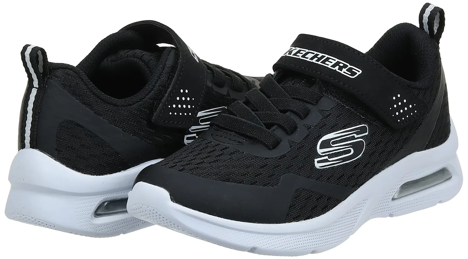 Детские кроссовки для мальчиков с амортизацией Microspec Max Torvix Skechers, Black Textile Black White Trim — фото 2