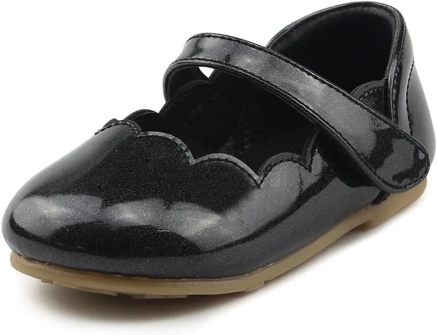 Детские туфли Мэри Джейн с ремешком и цветком для девочек Chiximaxu, Black