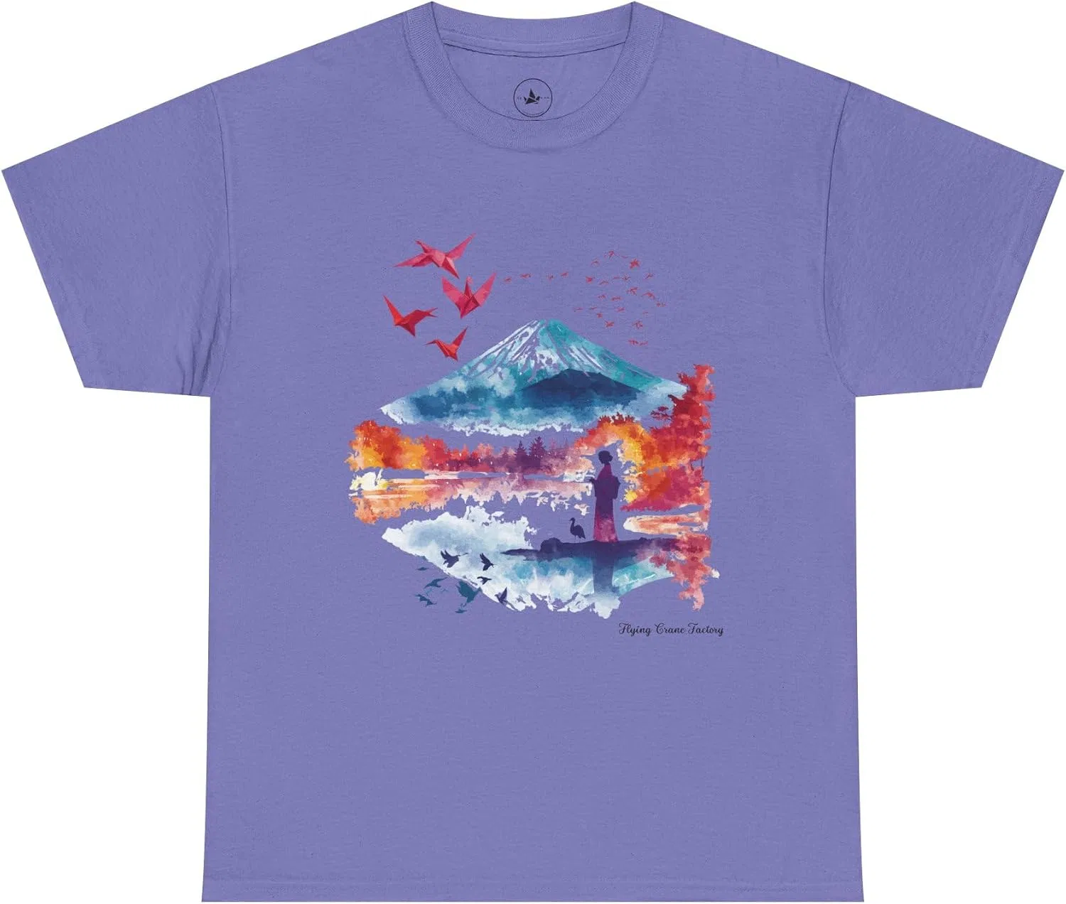 Футболка с оригами-журавлем в стиле кимоно, Regular Fit Gildan 5000, Violet