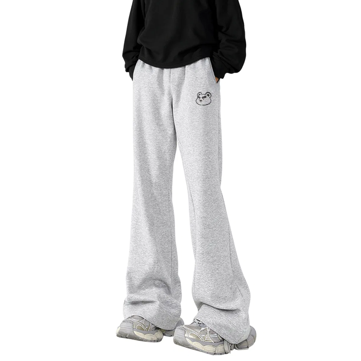 Детские брюки повседневные прямого кроя MINISO, American Bootcut Dark Gray — фото 4