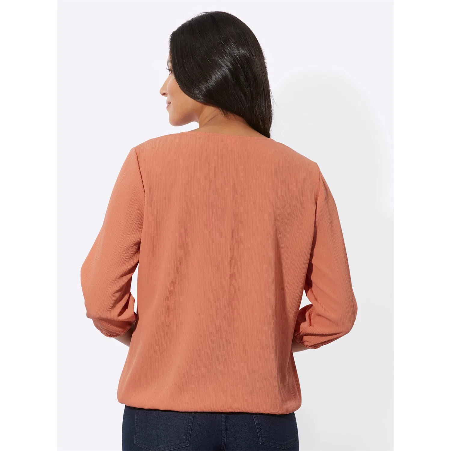 Женская блуза без застежки с V-образным вырезом Classic Basics, Papaya — фото 2