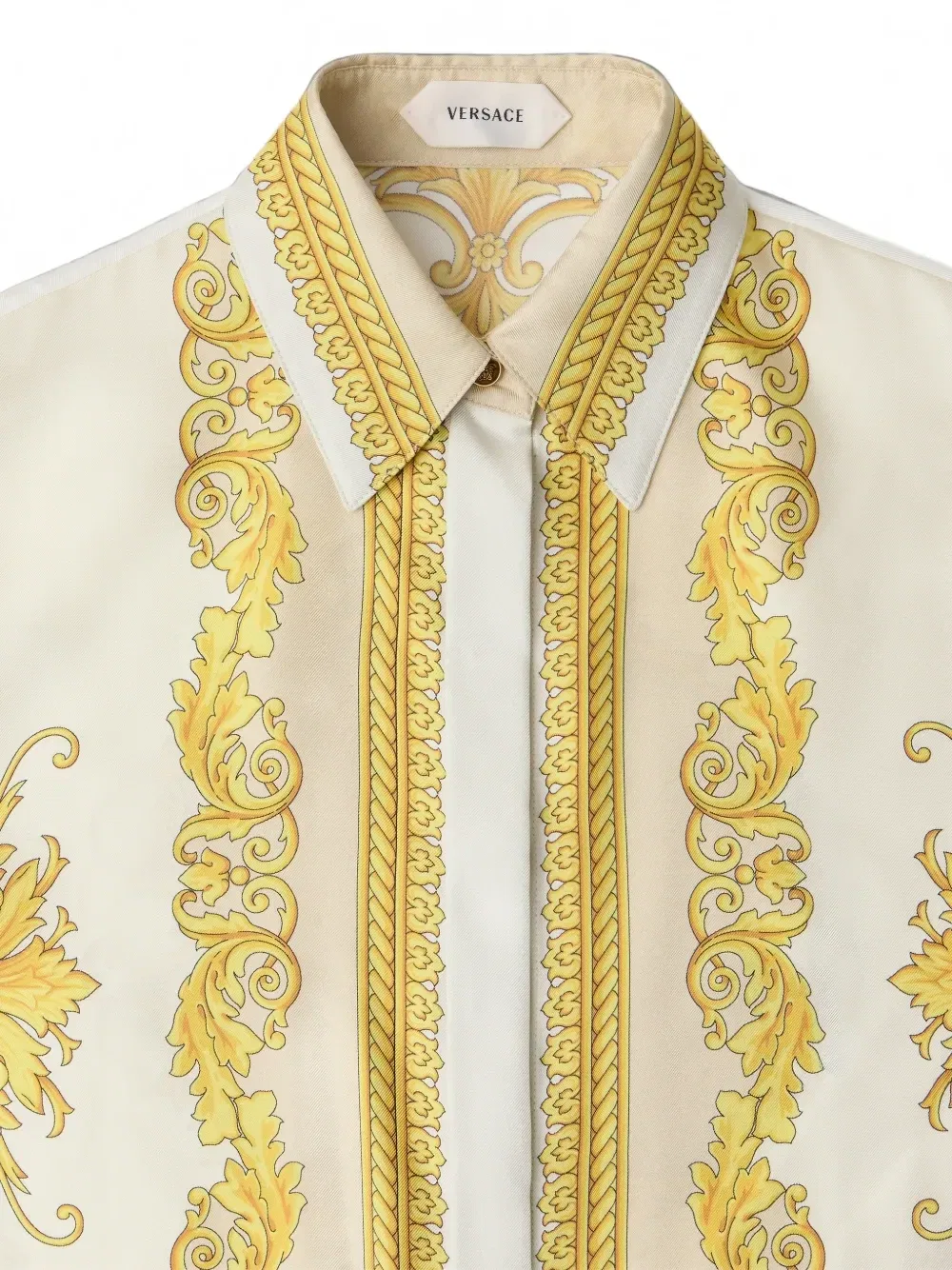 Миди-платье из шелкового твила с принтом VERSACE, белый — фото 4
