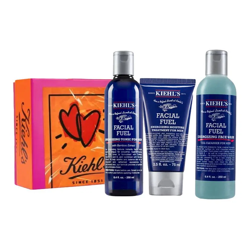 Мужской набор Kiehl's для ухода за кожей, с очищающим гелем, тонером и лосьоном, Kiehl's, Blue