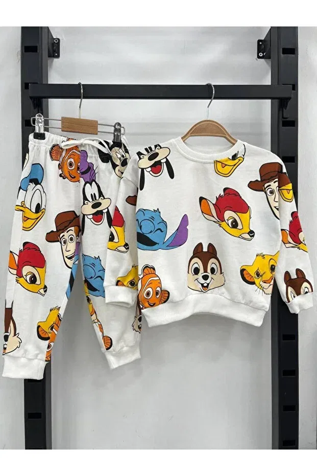 Детский комплект спортивного костюма с принтом Disney Zehrace, White-Colored-Colored