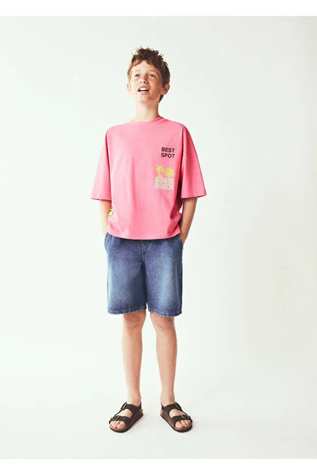 Детские шорты для мальчиков джинсовые Oversize denim bermuda shorts Mango Kids, Dull Blue — фото 2