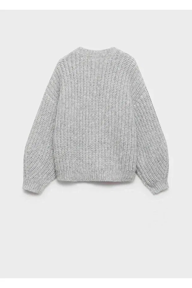 Детский кардиган с пуговицами Rib Knitwear Button Mango Kids, Medium Grizzly Gray — фото 3