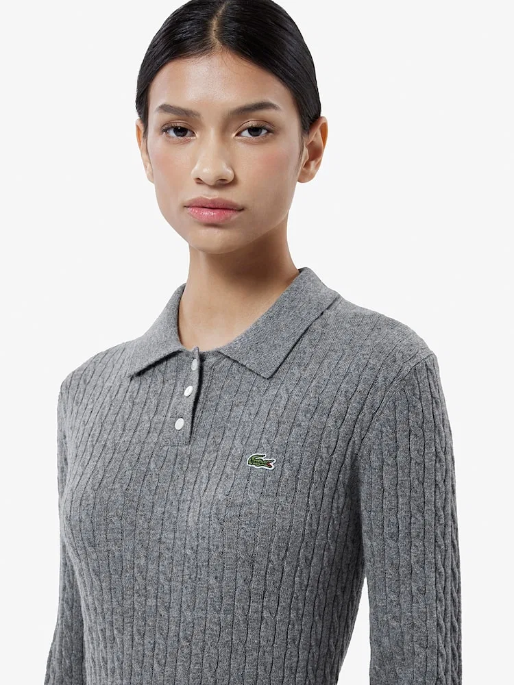 Свитер женский LACOSTE Silver с косами — фото 2
