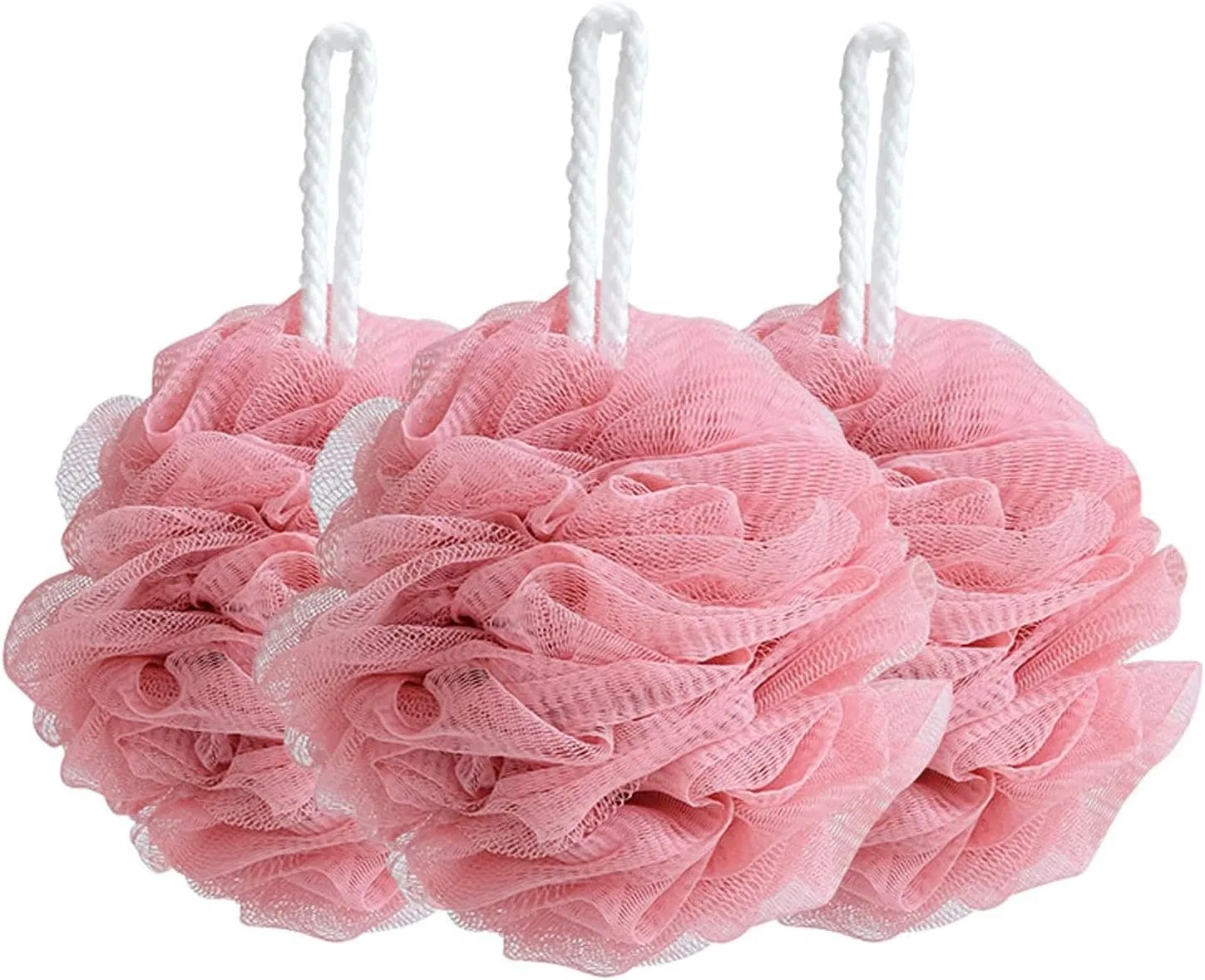 Мочалка для душа Mesh Pouf, AKAZI, 3 шт, 13 см, Pink