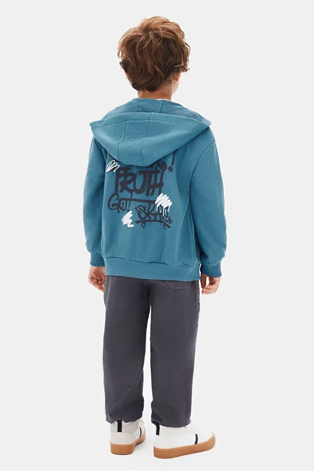 Детский кардиган на молнии для мальчиков хлопковый Freedom Zippered Cardigan Generic Brands, Blue — фото 2