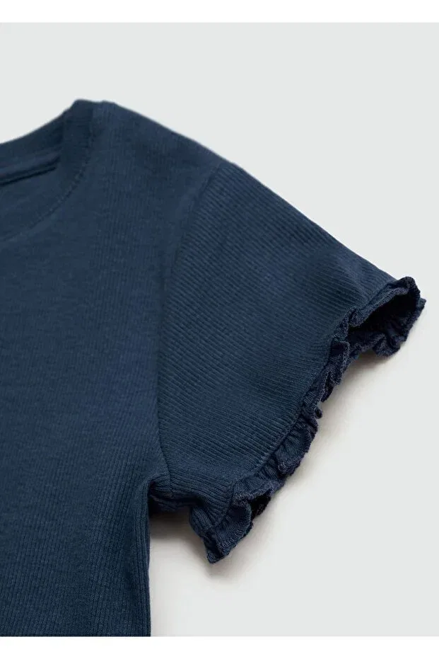Детская футболка для девочек хлопковая Mango Kids, Navy Blue — фото 3