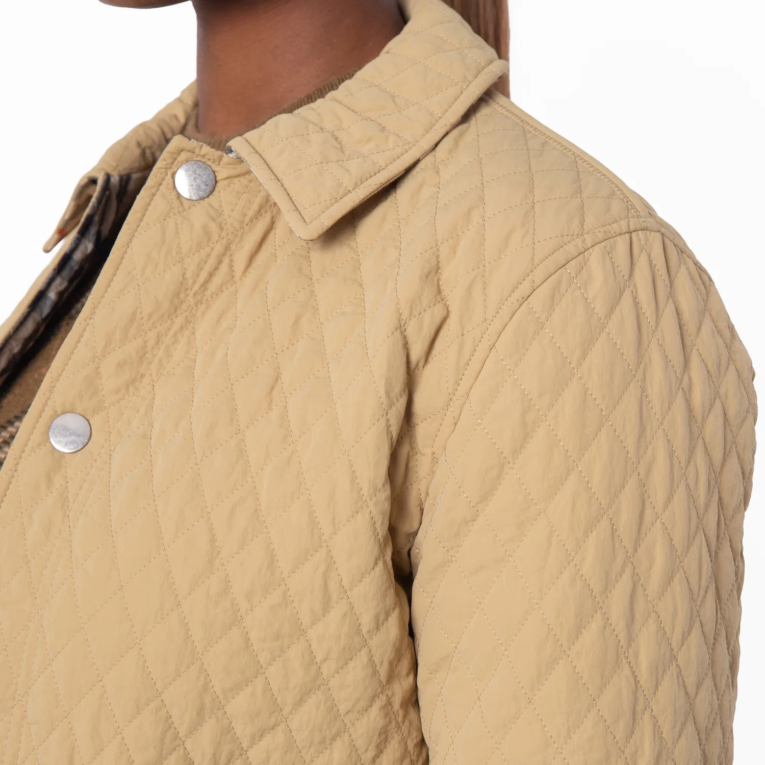 Куртка стеганая двусторонняя Reversible Quilted Check Nylon Jacket Burberry, Flax — фото 2