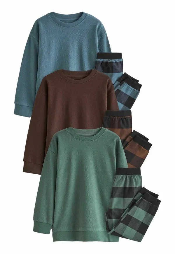 Пижамный комплект с полоской 3 Pack Regular Fit Next blue green brown, синий/зеленый/коричневый