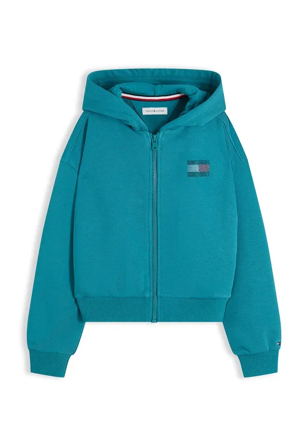 Худи с принтом Tommy rhinestone zip through Tommy Hilfiger, Platinum Teal, бирюзовый — фото 4