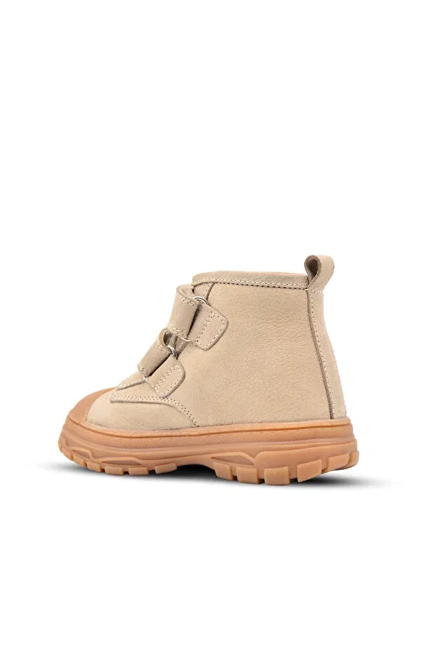 Детские ботинки для девочек на липучке Willey double velcro genuine leather unisex baby boot Kids A More, Beige — фото 4