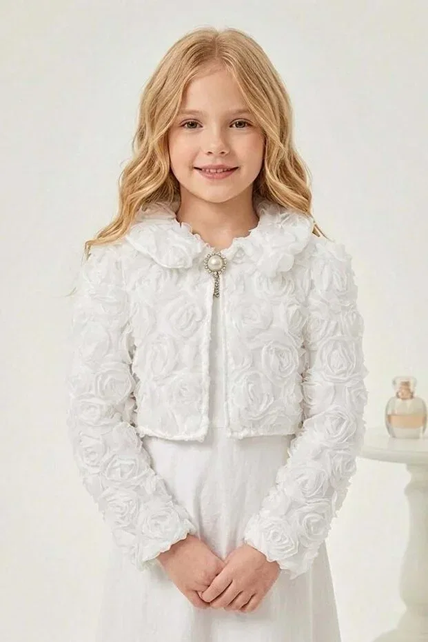 Детское болеро для девочек с принтом Luvia Lase Detail Mnk Baby&Kids, White