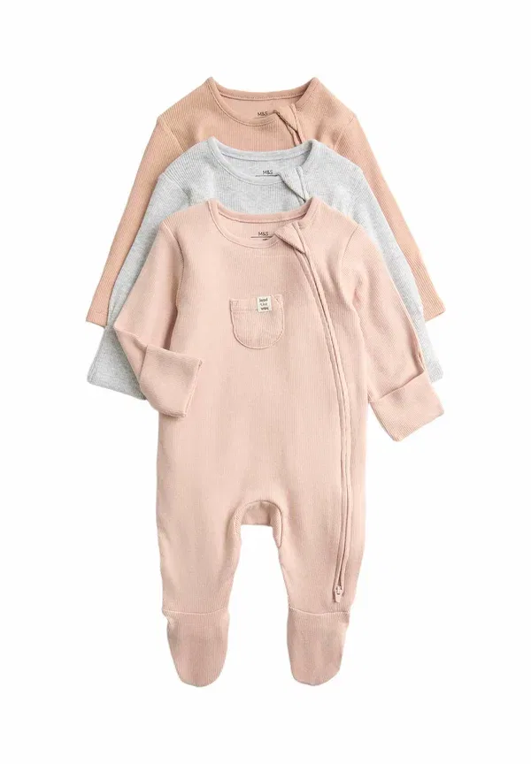 Комплект из 3 спальных костюмов, хлопок с эластаном, Marks & Spencer, Blush, цвет blush