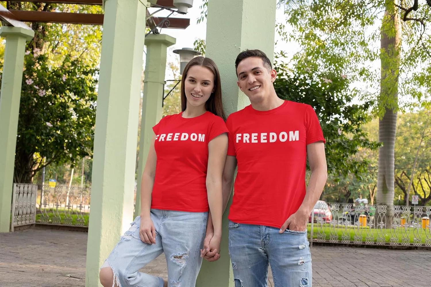 Женская футболка с принтом Freedom Cross, голубой — фото 3