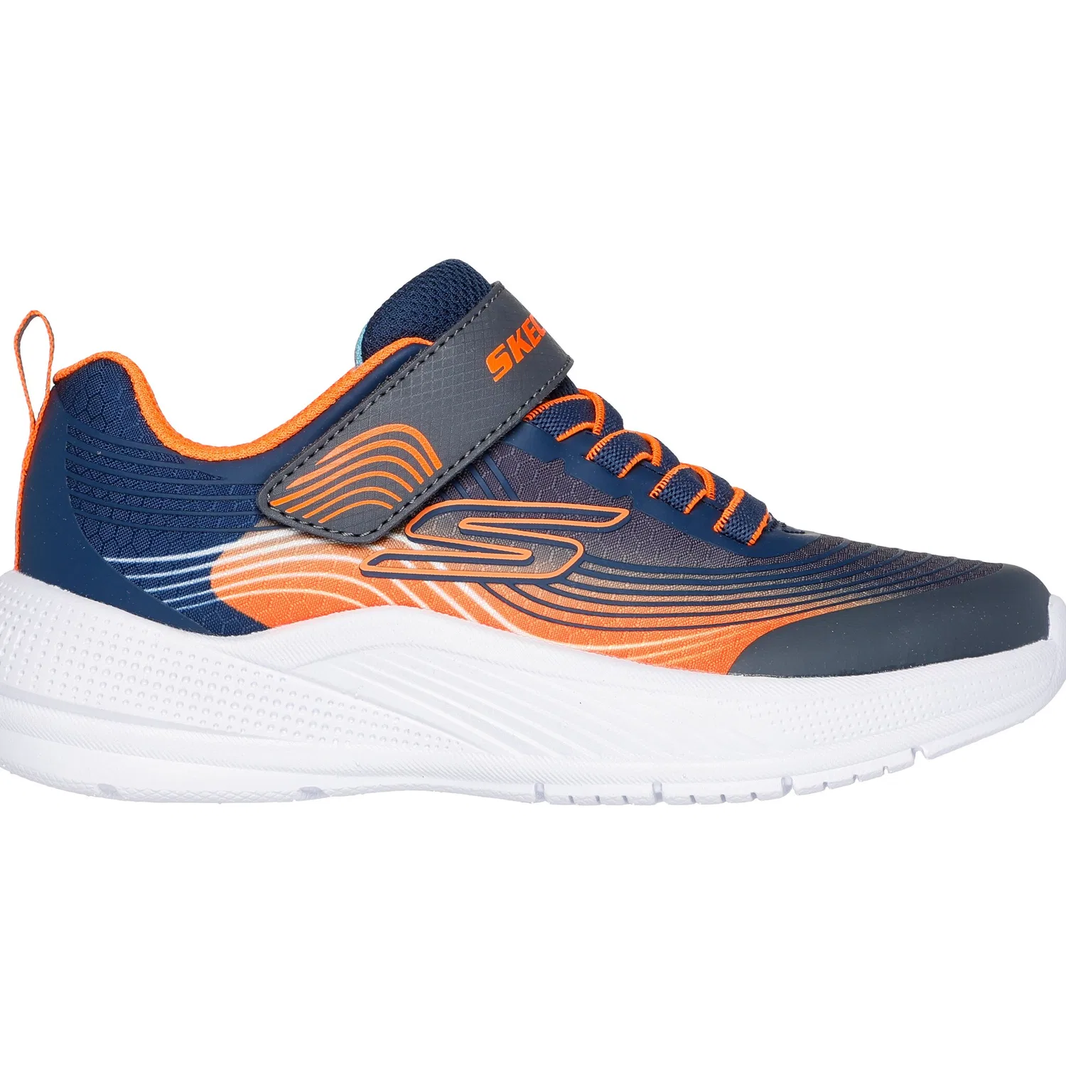Детские кроссовки на липучках Skechers, Navy/Orange — фото 4