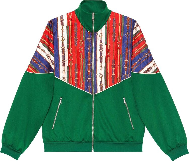 

Куртка Gucci Belts Print Oversize Bi-Material Jacket Green, зеленый