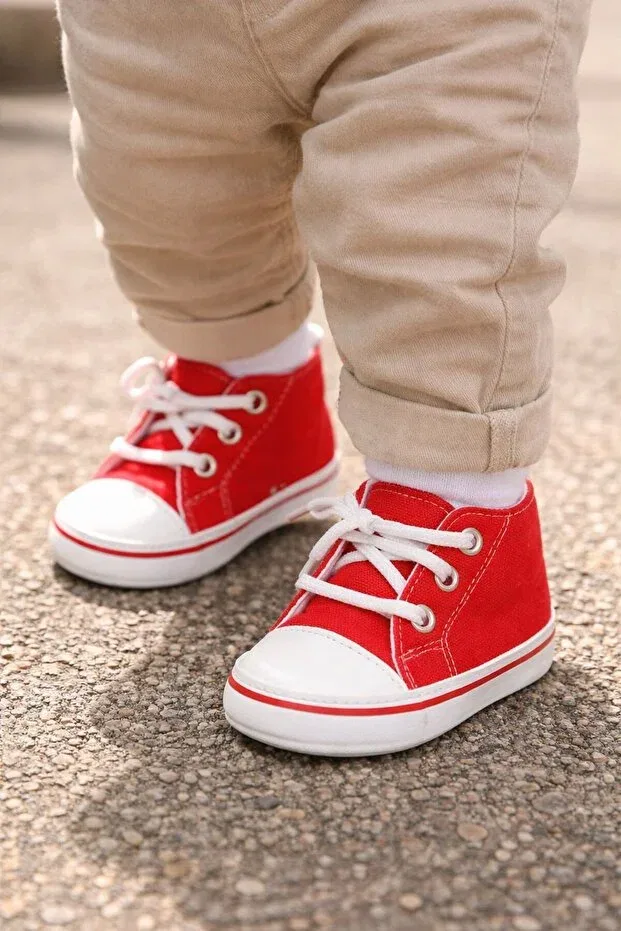 Детские туфли для девочек хлопковые Convers Baby First Step Shoes Minissa, Red